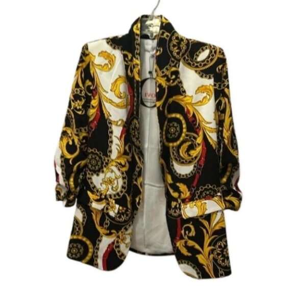 Women's Blazer Jacket - Black and Gold Chain Design - Picture 3 of 8